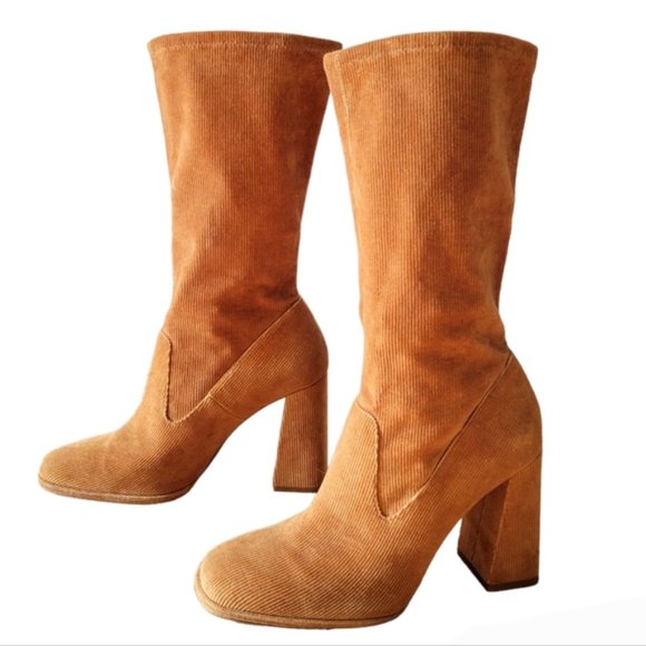 Zara Shoes - Zara Corduroy High Heel Ankle Boots Size 41.